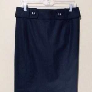 Bebe Sz 6 Pencil Skirt w Slit Black Wool Blend Dark Academia Y2k Zip Closure